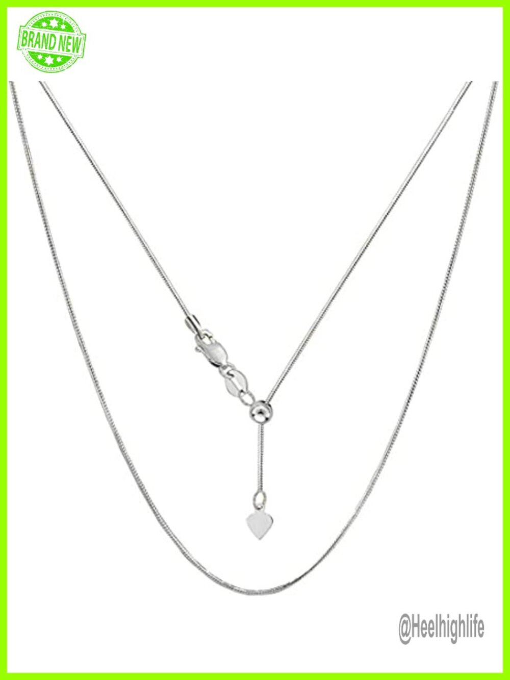 925 Sterling Silver Italian Snake Chain Necklace Adjustable Bolo 14-24 Inch